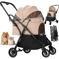 Produktbild von TLGREEN Hundebuggy und Katzenwagen One-Touch faltbar bis 20 kg aus Oxford-Gewebe mit 360 Grad Rädern und Belüftungsfenstern