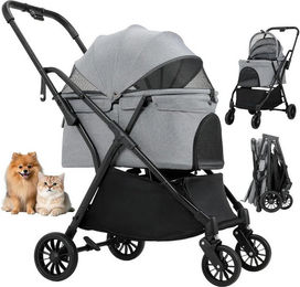 TLGREEN Katzenbuggy und Hundebuggy Grau aus Oxford-Gewebe für kleine Hunde und Katzen bis 20 kg – Bild 1 von 5