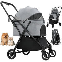 Produktbild von TLGREEN Katzenbuggy und Hundebuggy Grau aus Oxford-Gewebe für kleine Hunde und Katzen bis 20 kg