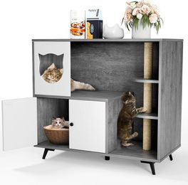 TLGREEN Katzentoilette 3-in-1 Katzenkloschrank mit Tür 98x91x50cm – Bild 1 von 1