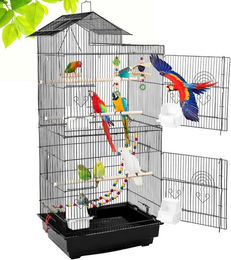 TLGREEN Vogelvoliere aus Metall für Wellensittiche und Papageien mit Spielzeug 49 x 34 x 100 cm – Bild 1 von 5
