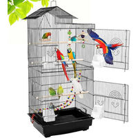Produktbild von TLGREEN Vogelvoliere aus Metall für Wellensittiche und Papageien mit Spielzeug 49 x 34 x 100 cm