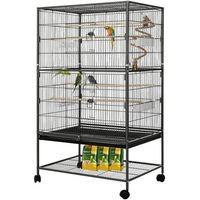 Produktbild von TLGREEN Vogelvoliere XXL aus Metall für Wellensittiche und Papageien Schwarz 132cm