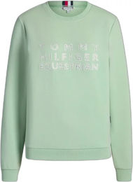 Tommy Hilfiger Equestrian Belair Rhinestone Sweatshirt Damen Grün Baumwolle – Bild 1 von 6