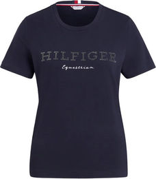 Tommy Hilfiger Equestrian Belmont Rhinestone Reitshirt für Damen in Weiß und Blau aus Baumwolle Größe XS – Bild 1 von 2