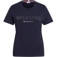 Produktbild von Tommy Hilfiger Equestrian Belmont Rhinestone Reitshirt für Damen in Weiß und Blau aus Baumwolle Größe XS