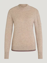 Produktbild von Tommy Hilfiger Equestrian Ellery Damen Pullover mit Rundhalsausschnitt aus Wolle Beige XS
