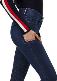 Tommy Hilfiger Equestrian Hope Denim Vollgrip Reithose Damen Blau Baumwolle Größe M – Bild 1 von 4