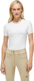 Tommy Hilfiger Equestrian Malibu Rhinestone T-Shirt Damen Weiß Baumwolle Größe S – Bild 1 von 7