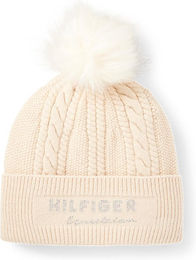 Tommy Hilfiger Equestrian Perry Pompom Mütze Beige aus Polyester – Bild 1 von 3