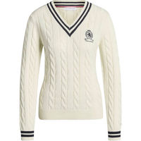 Produktbild von Tommy Hilfiger Equestrian Roseville Cable V-Neck Pullover Damen aus Baumwolle und Wolle