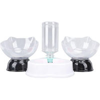 Produktbild von TOMTOP JMS 3-in-1 Katzenfutter- und Wassernapf-Set mit Nackenschutz aus Kunststoff in Weiß und Transparent