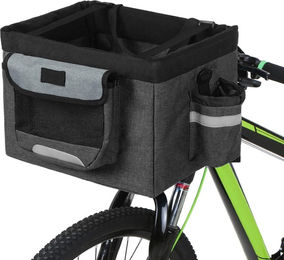 TOMTOP JMS Faltbarer Fahrrad-Frontkorb aus Oxford-Gewebe für kleine Hunde und Katzen in Schwarz – Bild 1 von 1