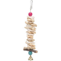 Produktbild von TOMTOP JMS Papageien Spielzeug mit Sepiaschalen, Glocke und Holz für Graupapageien und Wellensittiche, bunt, 25cm
