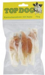 Produktbild von Top Dog Naturkaukartikel Kaninchenohren mit Hühnerfilet 70g