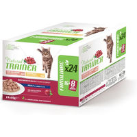 Produktbild von Trainer Nassfutter für erwachsene Katzen Huhn und Lachs Stückchen in Sauce 24 x 85 g Multipack ohne Farb- und Aromastoffe sowie Konservierungsstoffe - 24 x 85 g
