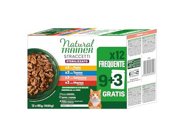 Trainer Natural Adult Katzenfutter für sterilisierte Katzen in Sauce Multipack Hähnchen Thunfisch Lachs Rind 12 x 85 g – Bild 1 von 3