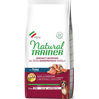 Produktbild von Trainer Sensitive No Grain Monoprotein Hundefutter mit Forelle und Kartoffeln für erwachsene mittelgroße Hunde getreidefrei 12 kg