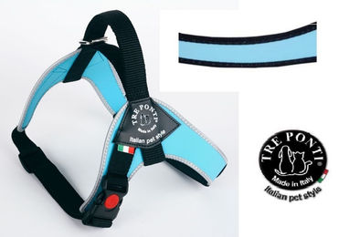 Tre Ponti Brio Hundegeschirr XL Hellblau Schwarz Stoff für große Rassen – Bild 1 von 2