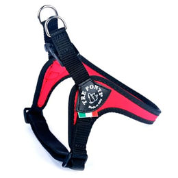 Tre Ponti Hundegeschirr Easy Fit Classic Rot Schwarz mit verstellbarem Bauchgurt 33-37 cm bis 5 kg – Bild 1 von 3
