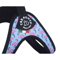 Produktbild von Tre Ponti Hundegeschirr Easy Fit Vibes Avocado Flamingo mit Click-Verschluss Farbe Flamingo Größe 3 42-46cm bis 7kg