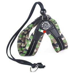 Produktbild von Tre Ponti TP120 Easy Fit Soft Mesh Sicherheitsgeschirr für Welpen in Camouflage Grün wasserabweisend