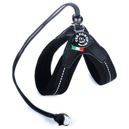 Produktbild von Tre Ponti TP120 Easy Fit Soft Mesh Sicherheitsgeschirr für Welpen Schwarz mit Kordelzug und reflektierender Naht wasserabweisend