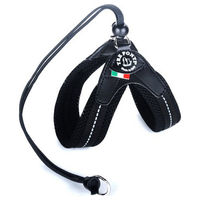 Produktbild von Tre Ponti TP120 Easy Fit Soft Mesh Sicherheitsgeschirr für Welpen Schwarz mit Kordelzug und reflektierender Naht wasserabweisend