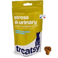 Produktbild von Treatsy Nahrungsergänzungsmittel Stress und Harnwege für Katzen mit L-Tryptophan und Omega-3 90 Stück