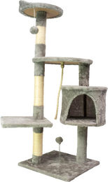 Trekker Kratzbaum für Katzen Grau mit Katzenhaus 5 Ebenen und Spielbällen 40x40x112 cm – Bild 1 von 1