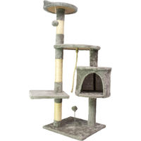 Produktbild von Trekker Kratzbaum für Katzen Grau mit Katzenhaus 5 Ebenen und Spielbällen 40x40x112 cm