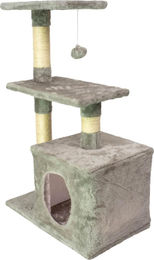 Trekker Kratzbaum Grau mit Höhle, Plattform und Ballspielzeug aus Sisal und Spanplatte 30x50x80 cm – Bild 1 von 3