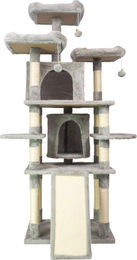 Trekker Kratzbaum Turm Grau mit 7 Ebenen und 2 Hütten aus Sisal und Spanplatte 60x51x170 cm für Katzen – Bild 1 von 3