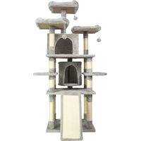 Produktbild von Trekker Kratzbaum Turm Grau mit 7 Ebenen und 2 Hütten aus Sisal und Spanplatte 60x51x170 cm für Katzen