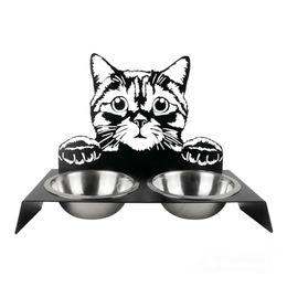 trendforge Futternapf Set aus Edelstahl für Katzen und kleine Hunde in Schwarz mit erhöhtem Kopfdesign – Bild 1 von 7