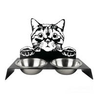Produktbild von trendforge Futternapf Set aus Edelstahl für Katzen und kleine Hunde in Schwarz mit erhöhtem Kopfdesign