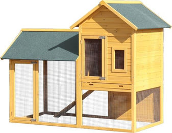 Produktbild von TrendLine Kleintierstall XL aus Holz für Kaninchen mit Freilaufbereich in Naturoptik