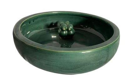 TrendLine Vogeltränke aus Glas grün glasiert 28,5 x 28,5 x 7,5 cm – Bild 1 von 2