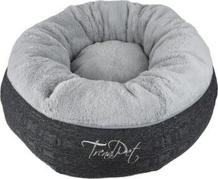 TrendPet LunaBed rundes Hundebett und Katzenbett aus Plüsch Grau Größe S – Bild 1 von 9