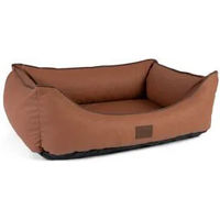Produktbild von TrendPet Runa Orthopädisches Hundebett aus Kunstleder zur Gelenkschonung in Kupfer und Grau
