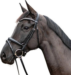 Trense Balance Trensenzaum aus Leder mit Edelstahl für Warmblut in Schwarz/Grau – Bild 1 von 1