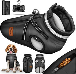 TRESKO Hundejacke Winter wasserabweisend mit Reflektoren Schwarz – Bild 1 von 5