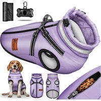 Produktbild von TRESKO Hundejacke Winter wasserabweisend mit Reflektoren und Kotbeutel-Spender in Lila