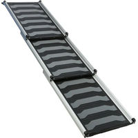 Produktbild von Trixie 3-fach Teleskop-Haustierrampe aus Aluminium mit rutschfester TPR-Gummierung Schwarz/Grau 40 x 78-175 cm