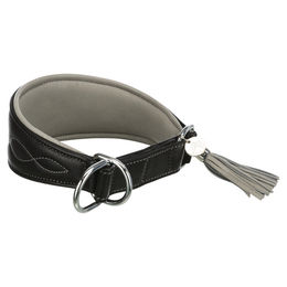 Produktbild von Trixie Active Comfort Windhundehalsband mit Zug-Stopp aus Leder in Schwarz/Grau Größe S