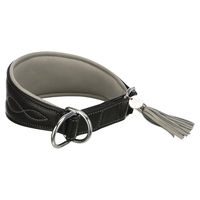 Produktbild von Trixie Active Comfort Windhundehalsband mit Zug-Stopp aus Leder in Schwarz/Grau Größe S