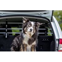 Produktbild von Trixie Auto-Schutzgitter Hundegitter aus Aluminium mit Kopfstützenfixierung Silber/Schwarz Breite 96-163 cm Höhe 34-48 cm