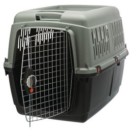 Trixie Be Eco Transportbox Giona für Hunde aus recyceltem Kunststoff Größe M Grau Grün – Bild 1 von 4