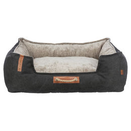 Trixie Be Nordic Föhr Hundebett aus Plüsch in Schwarz und Beige – Bild 1 von 5