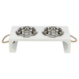 Trixie Be Nordic Napf-Set für Hunde aus MDF und Edelstahl in Weiß, 2 x 0,4 l - 2 x 0,4 l – Bild 1 von 3